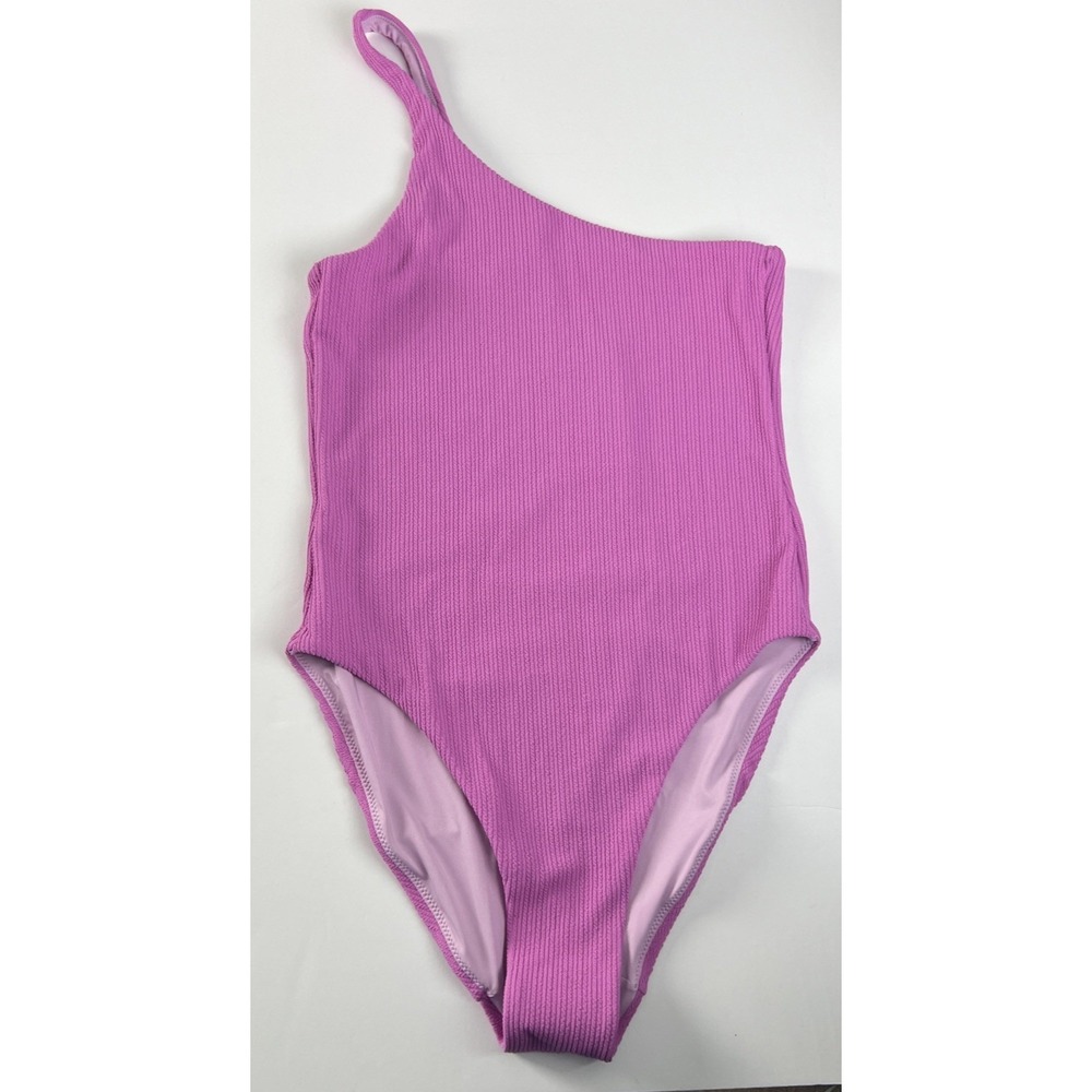 Wolford Swimsuit Size Medium One-Piece One Shoulder Textured Luxury Orchid D22